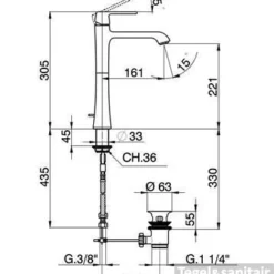 Wastafelmengkraan Cisal Cherie Hoge Uitloop CE00152021 Chroom