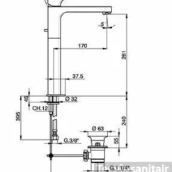 Wastafelmengkraan Cisal Cubic Verhoogd CU00152021 Chroom