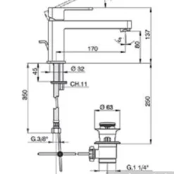 Wastafelmengkraan Cisal Roadster RR0015104Q Mat Wit