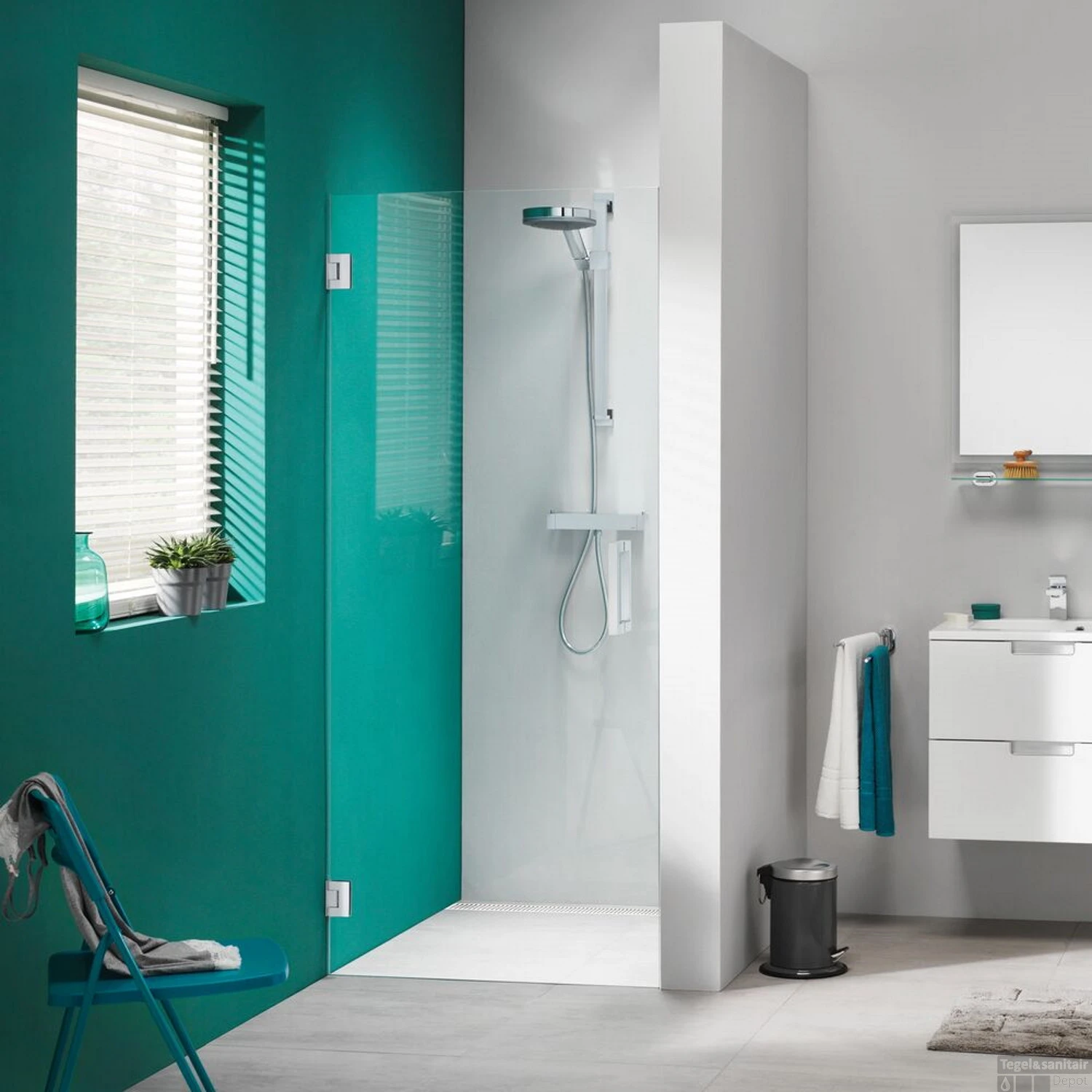 Nisdeur Sealskin 'I AM' 90x200 Cm RVS Helder Antikalk Glas 1 Nisdeur Sealskin 'I AM' 90x200 Cm RVS Helder Antikalk Glas