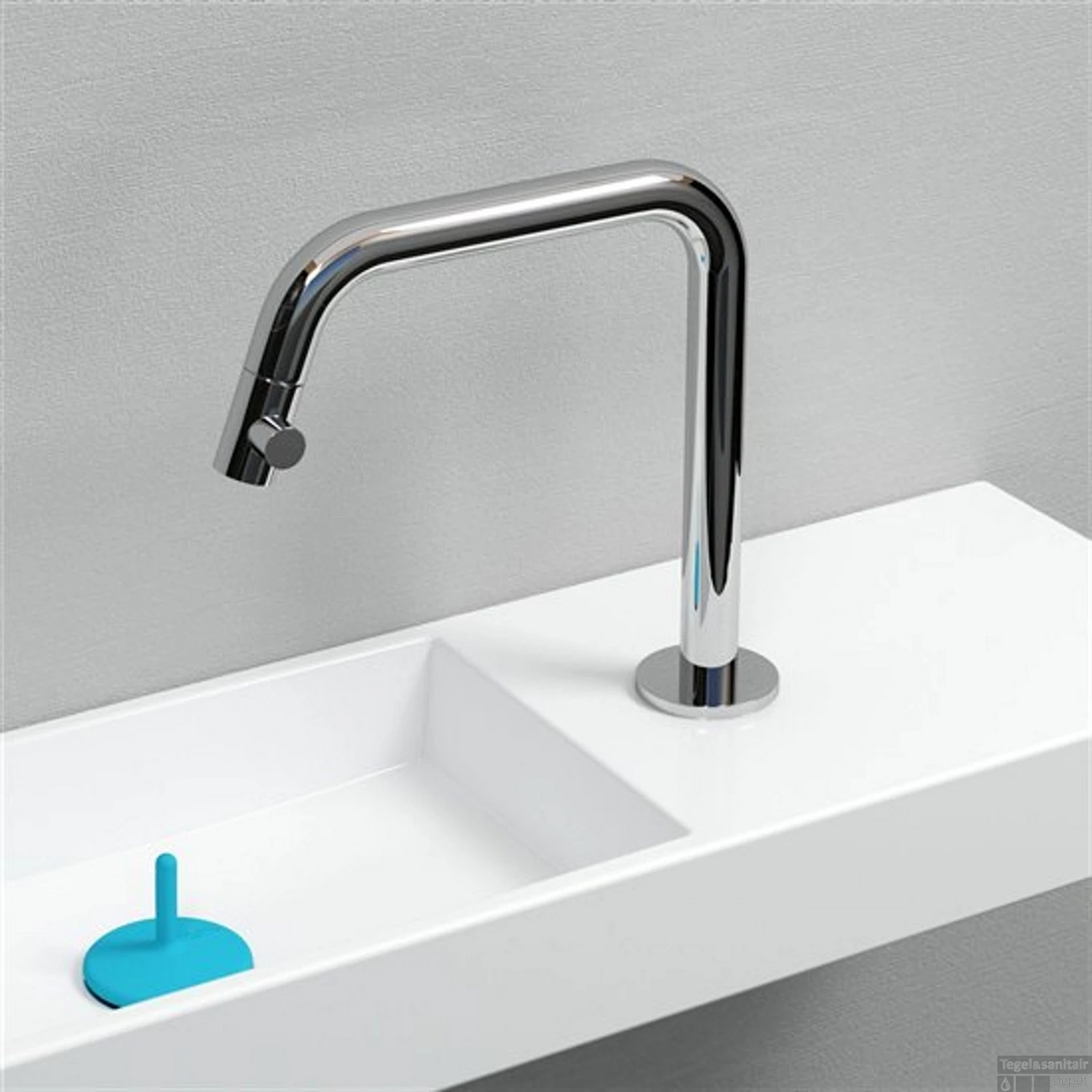 Clou Kaldur Fonteinkraan Rechts Lange Uitloop Staand Chroom 1 Clou Kaldur Fonteinkraan Rechts Lange Uitloop Staand Chroom