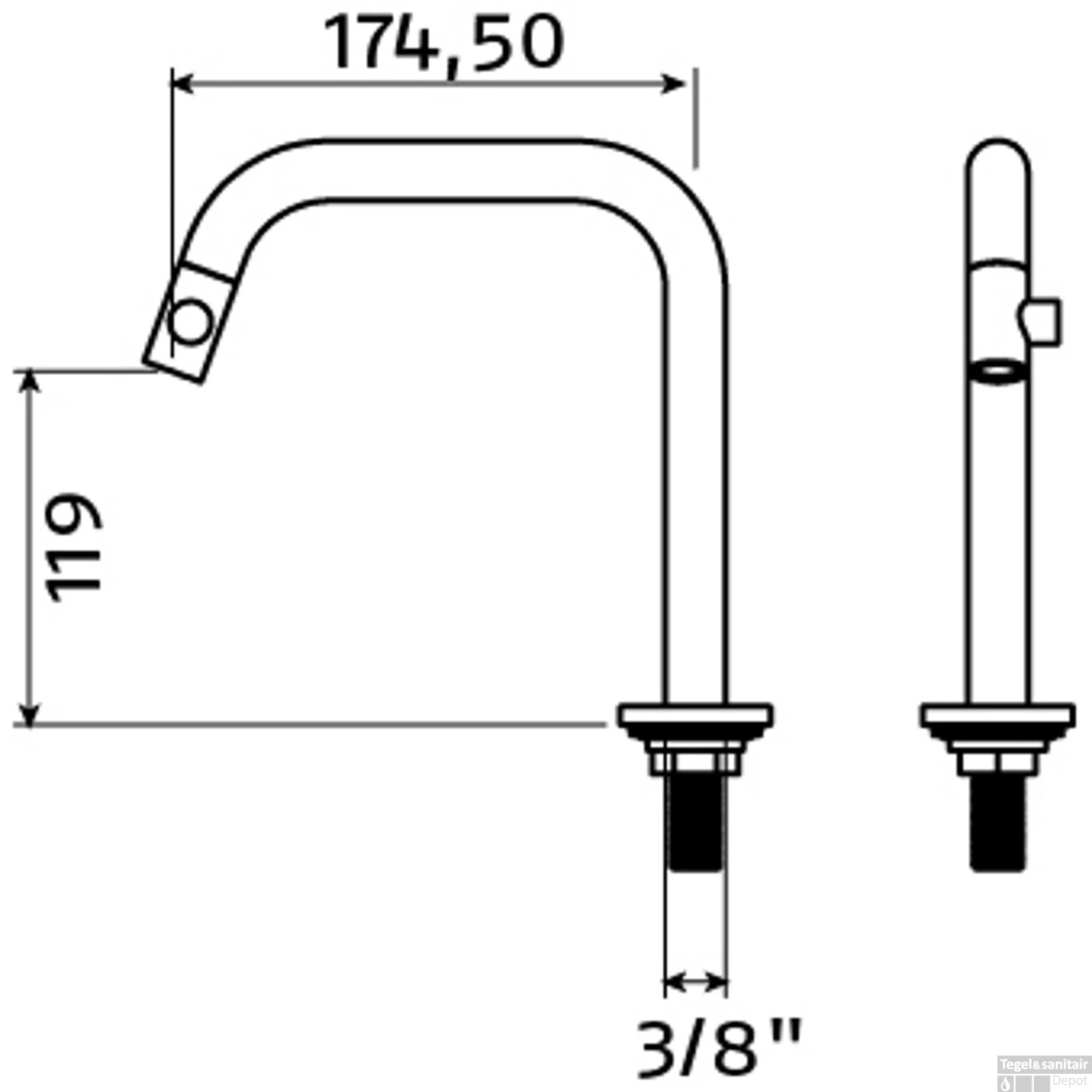 Clou Kaldur Fonteinkraan Rechts Lange Uitloop Staand Chroom 3 Clou Kaldur Fonteinkraan Rechts Lange Uitloop Staand Chroom - Afbeelding 3