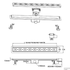 Douchegoot Boss & Wessing Colorato Compleet 60cm Geborsteld Gunmetal 7 Douchegoot Boss & Wessing Colorato Compleet 60cm Geborsteld Gunmetal -Baden Luxe Verkoop colorato douchegoten technische tekening 13