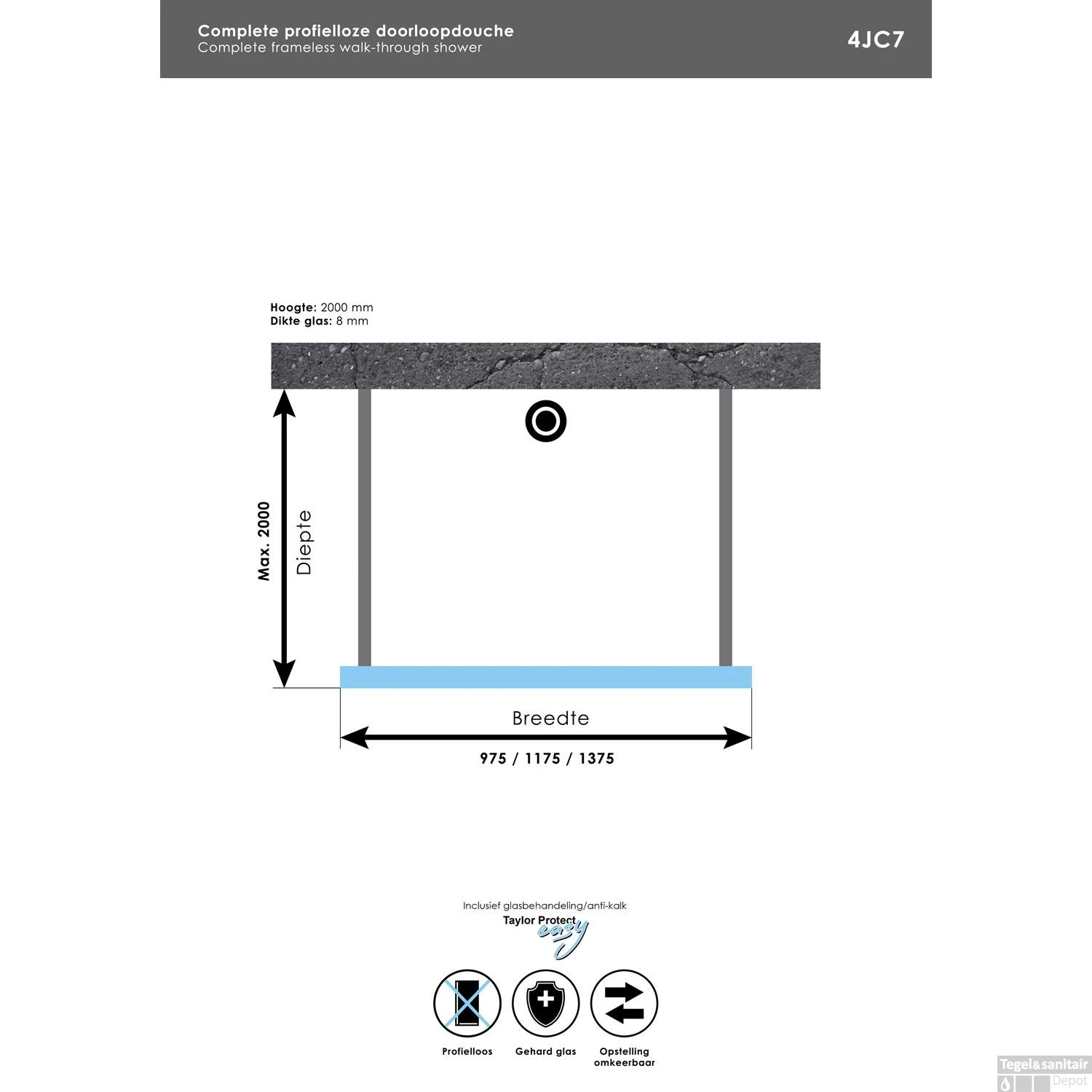 Complete Profielloze Doorloopdouche (Alle Kleuren En Maten) 11 Complete Profielloze Doorloopdouche (Alle Kleuren En Maten) - Afbeelding 11