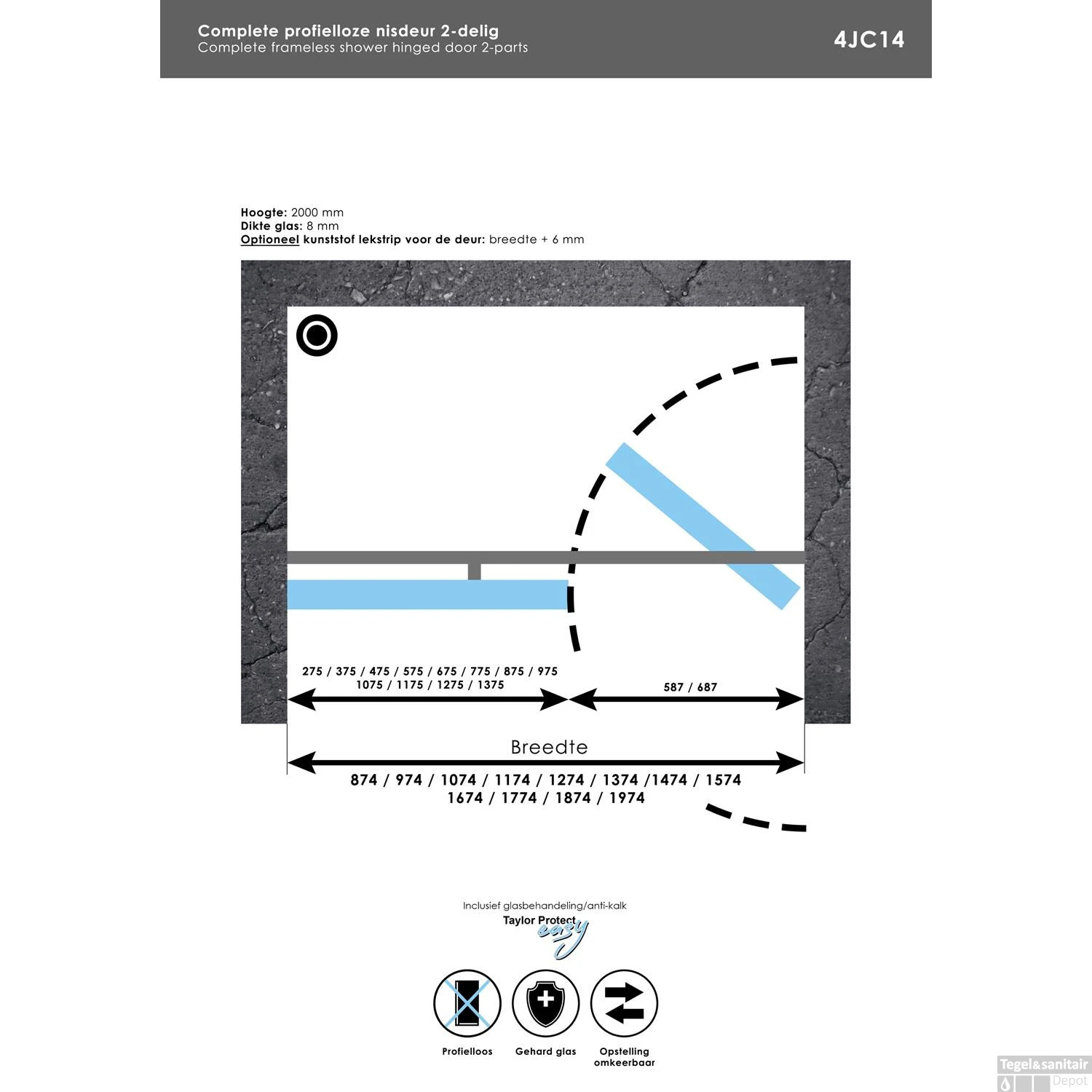 Complete Profielloze Nisdeur 2-Delig Draaideur 60cm (Alle Kleuren En Maten) - Afbeelding 14