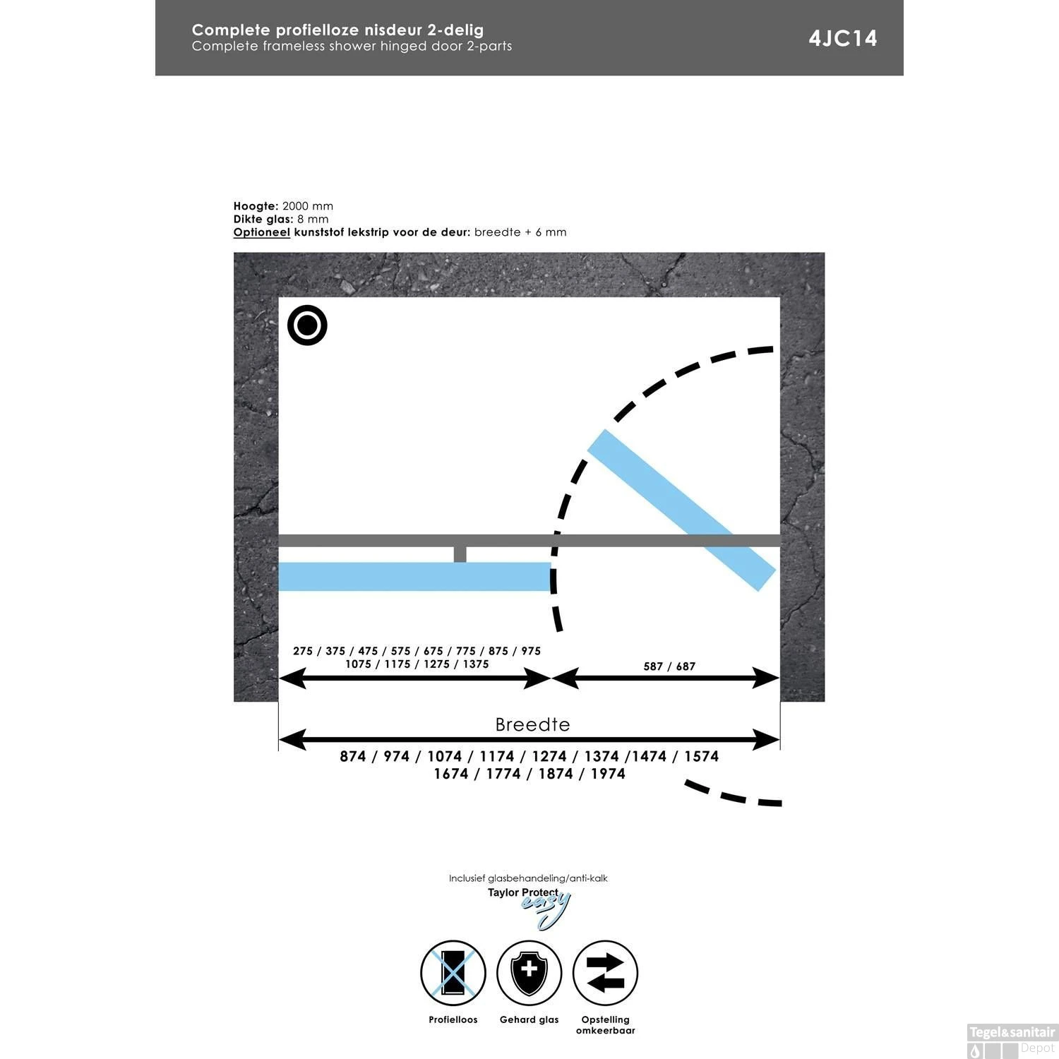 Complete Profielloze Nisdeur 2-Delig Draaideur 70cm (Alle Kleuren En Maten) - Afbeelding 14
