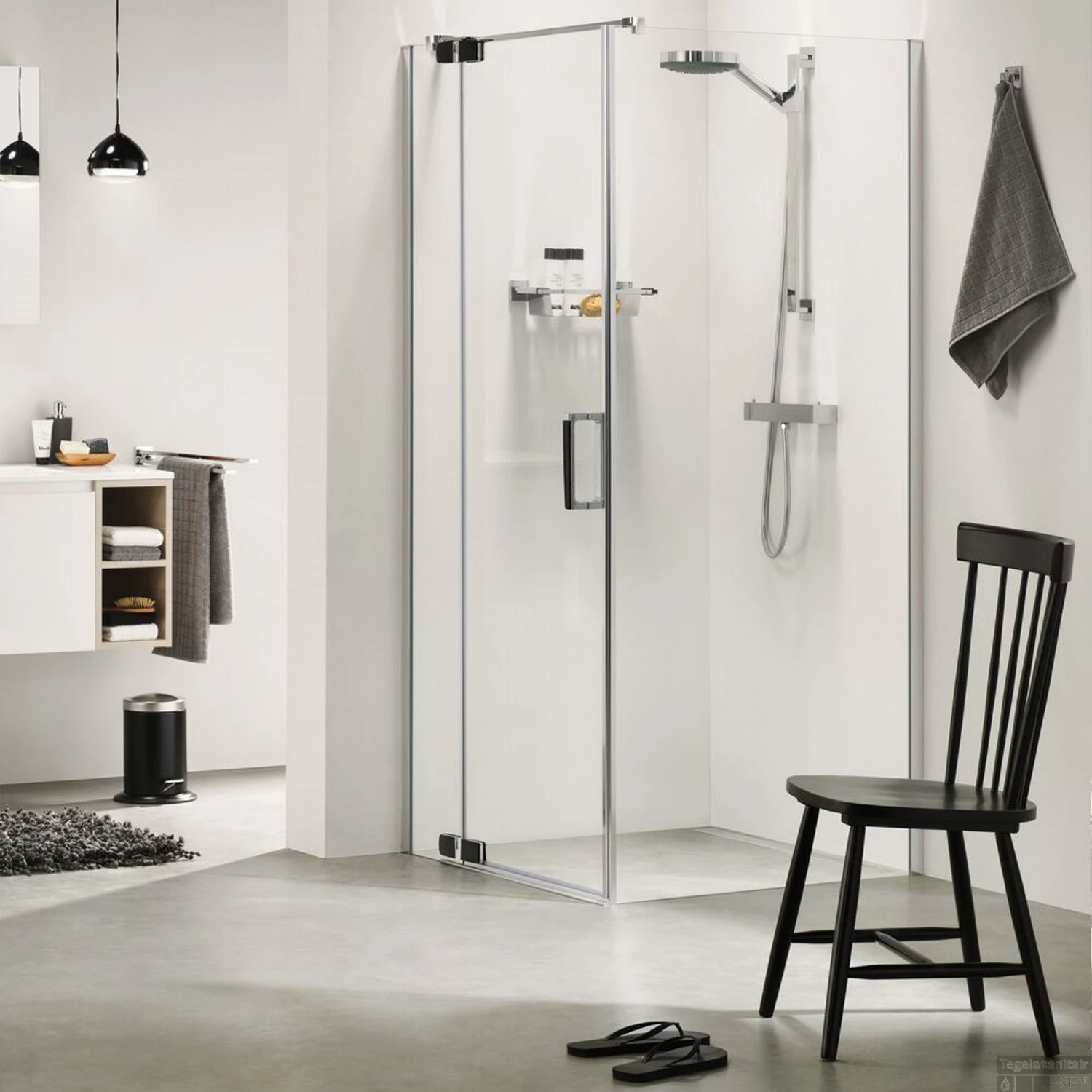 Douchecabine Sealskin Custom 100x100 Cm Zilver Hoogglans Links 6 Mm Veiligheidsglas - Afbeelding 3