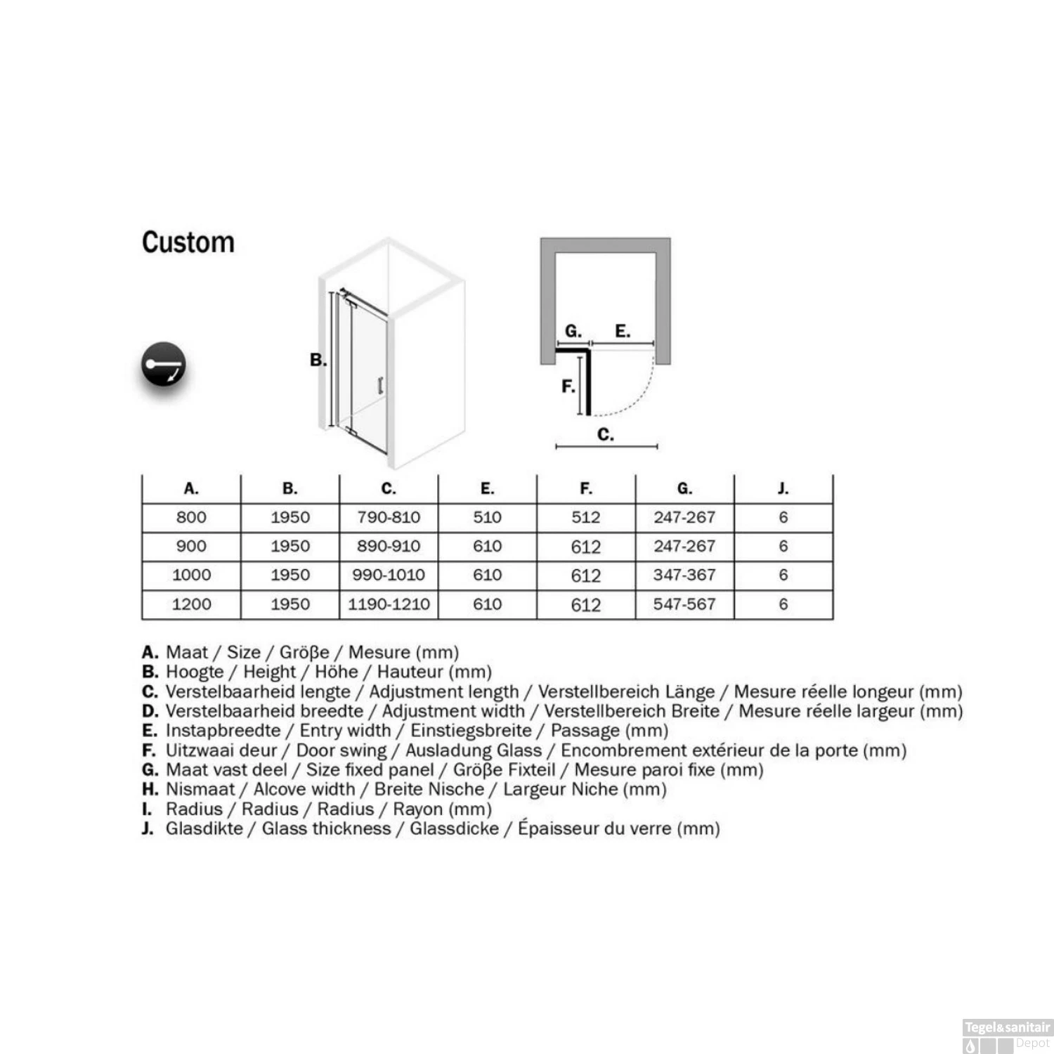 Nisdeur Sealskin Links 120x195 Cm Swingdeur Zilver Hoogglans Helder Glas - Afbeelding 12