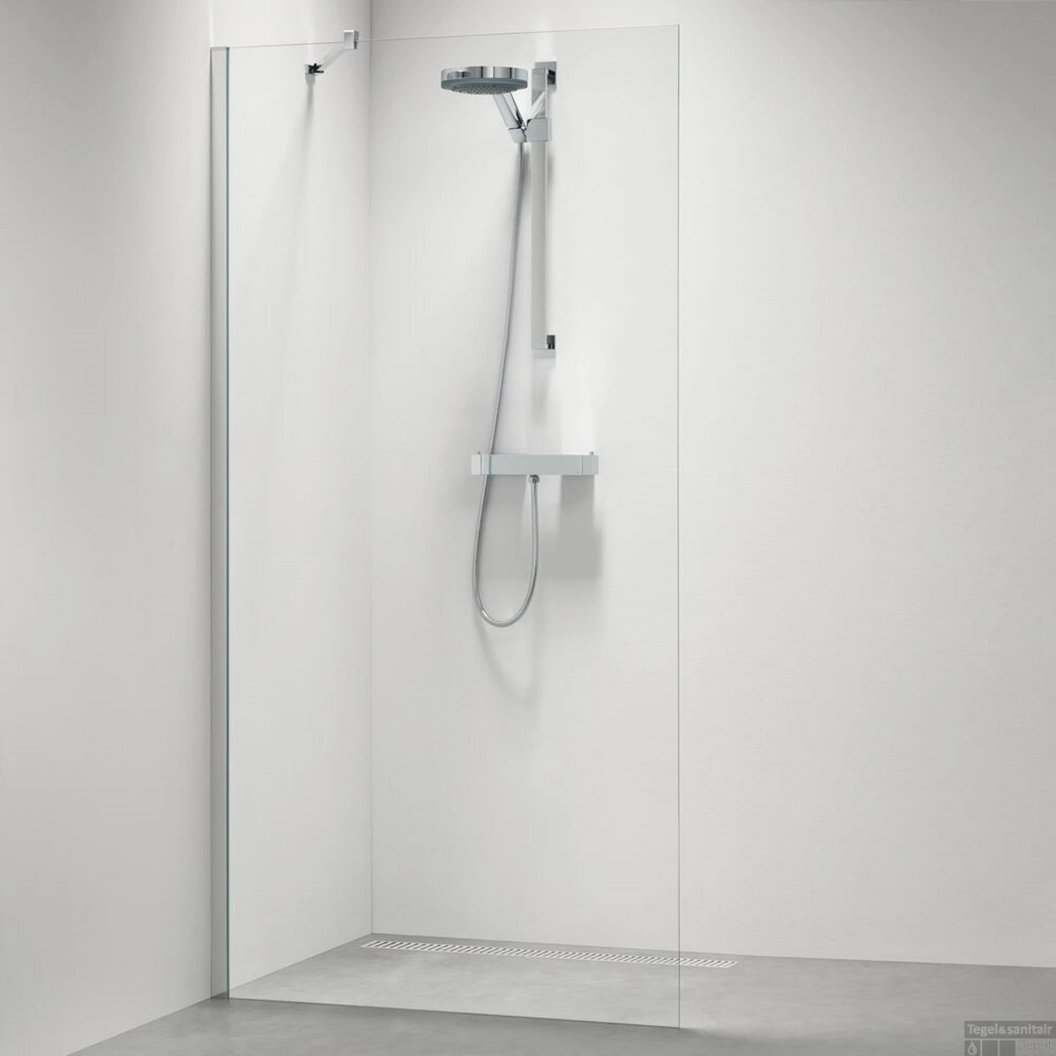 Inloopdouche Sealskin Type A3 120x195 Cm Zilver Hoogglans Helder Glas