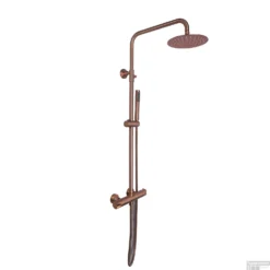 Opbouw Regendouche Set Boss & Wessing Colorato Thermostatisch Hoofddouche 20 Cm Rond Geborsteld Koper