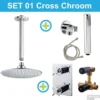 Wiesbaden Inbouw Regendouche Set 01 Cross Chroom