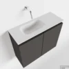 MONDIAZ TURE 60cm Toiletmeubel Dark Grey. EDEN Wastafel Talc Links Geen Kraangat
