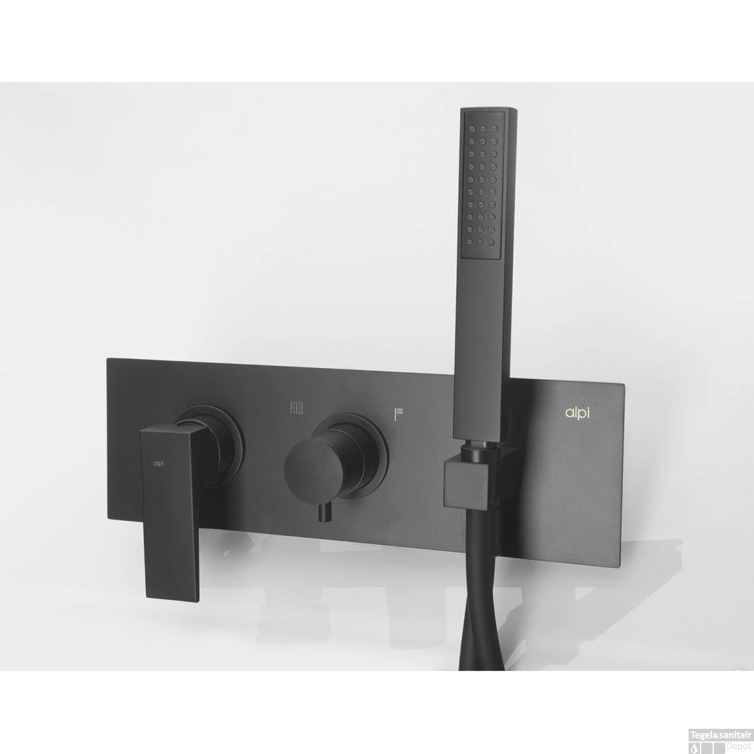 Inbouw Douchemengkraan Sapho Dimy 2-Weg Mat Zwart (incl. Handdouche) 2 Inbouw Douchemengkraan Sapho Dimy 2-Weg Mat Zwart (incl. Handdouche) - Afbeelding 2