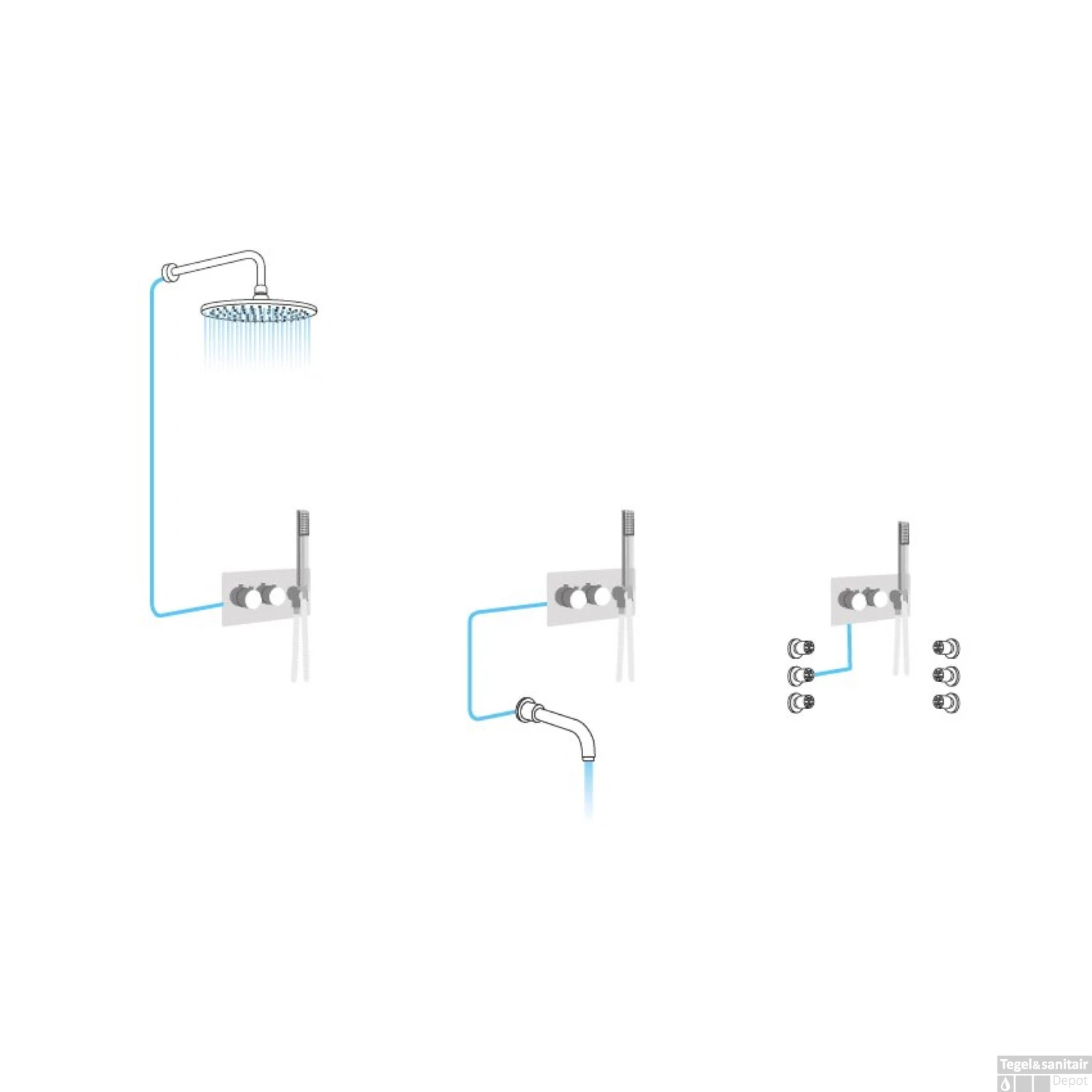 Inbouw Douchemengkraan Sapho Dimy 2-Weg Mat Zwart (incl. Handdouche) 4 Inbouw Douchemengkraan Sapho Dimy 2-Weg Mat Zwart (incl. Handdouche) - Afbeelding 4