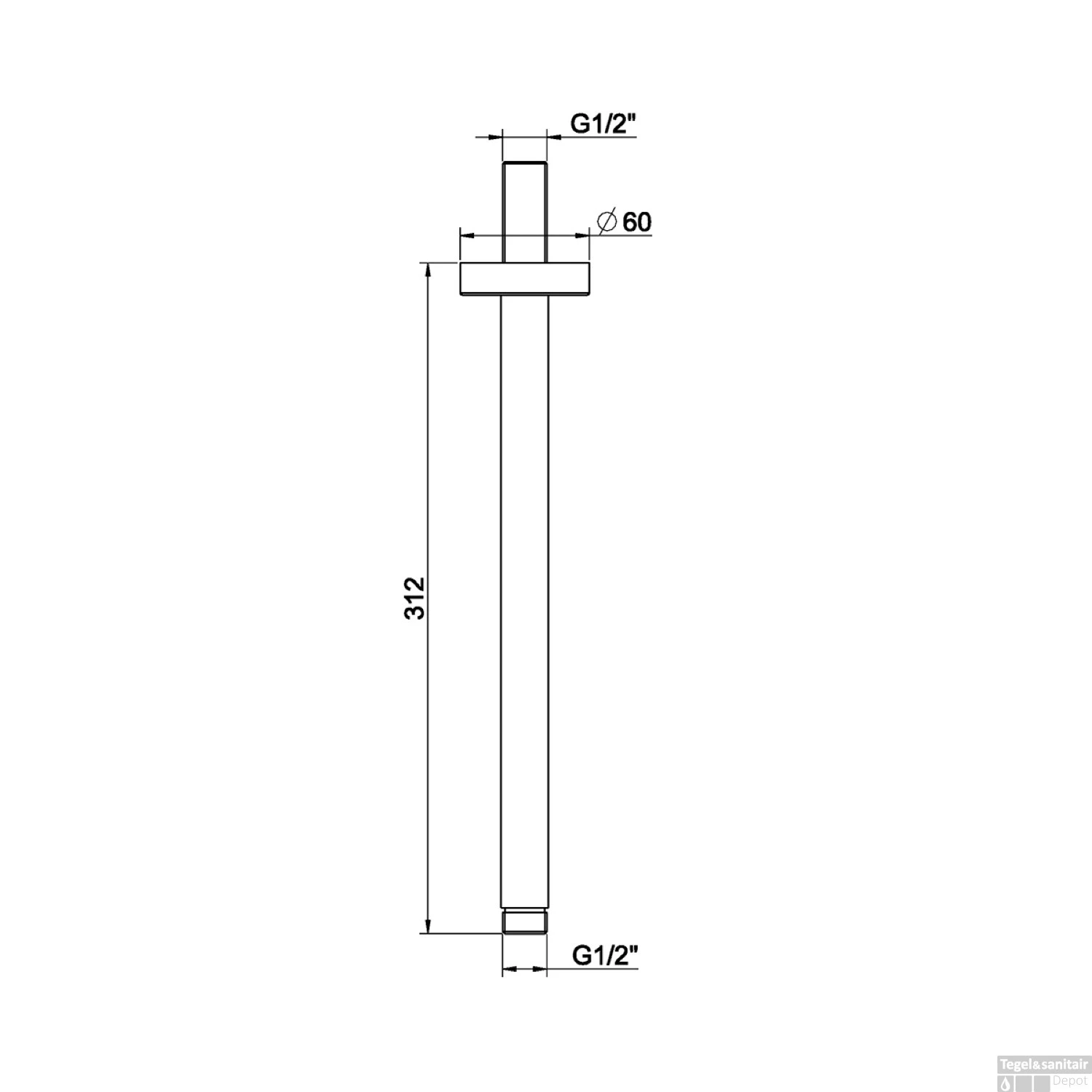 Douche-Arm Wiesbaden Luxe Rond Plafondbevestiging 30 Cm Gunmetal 2 Douche-Arm Wiesbaden Luxe Rond Plafondbevestiging 30 Cm Gunmetal - Afbeelding 2