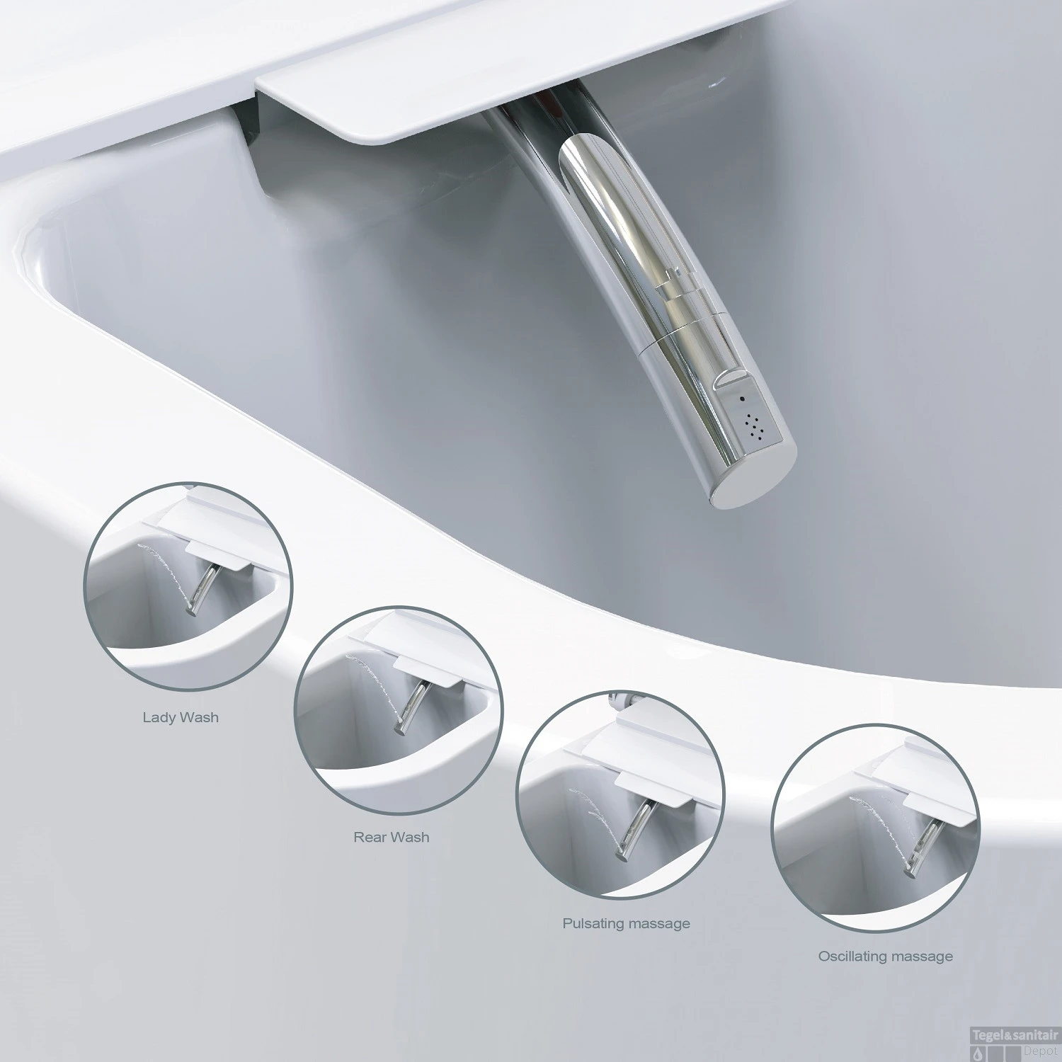 Douche WC Wiesbaden Vesta-Comfort Randloos Wandcloset Wit 3 Douche WC Wiesbaden Vesta-Comfort Randloos Wandcloset Wit - Afbeelding 3