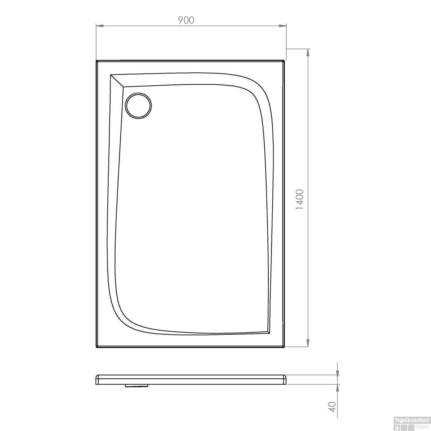 Douchebak Allibert Mooneo Rechthoek Inbouw Bioplax 140x90 Cm Grijs 2 Douchebak Allibert Mooneo Rechthoek Inbouw Bioplax 140x90 Cm Grijs - Afbeelding 2