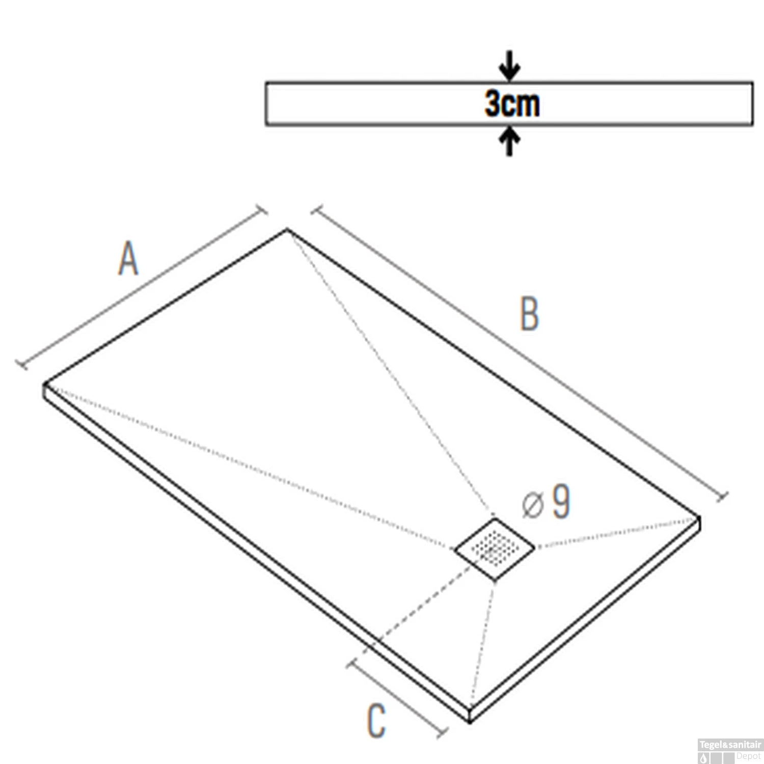 Douchebak Boss & Wessing Renovi 120x90x3 Cm Composietsteen Mat Zwart 2 Douchebak Boss & Wessing Renovi 120x90x3 Cm Composietsteen Mat Zwart - Afbeelding 2