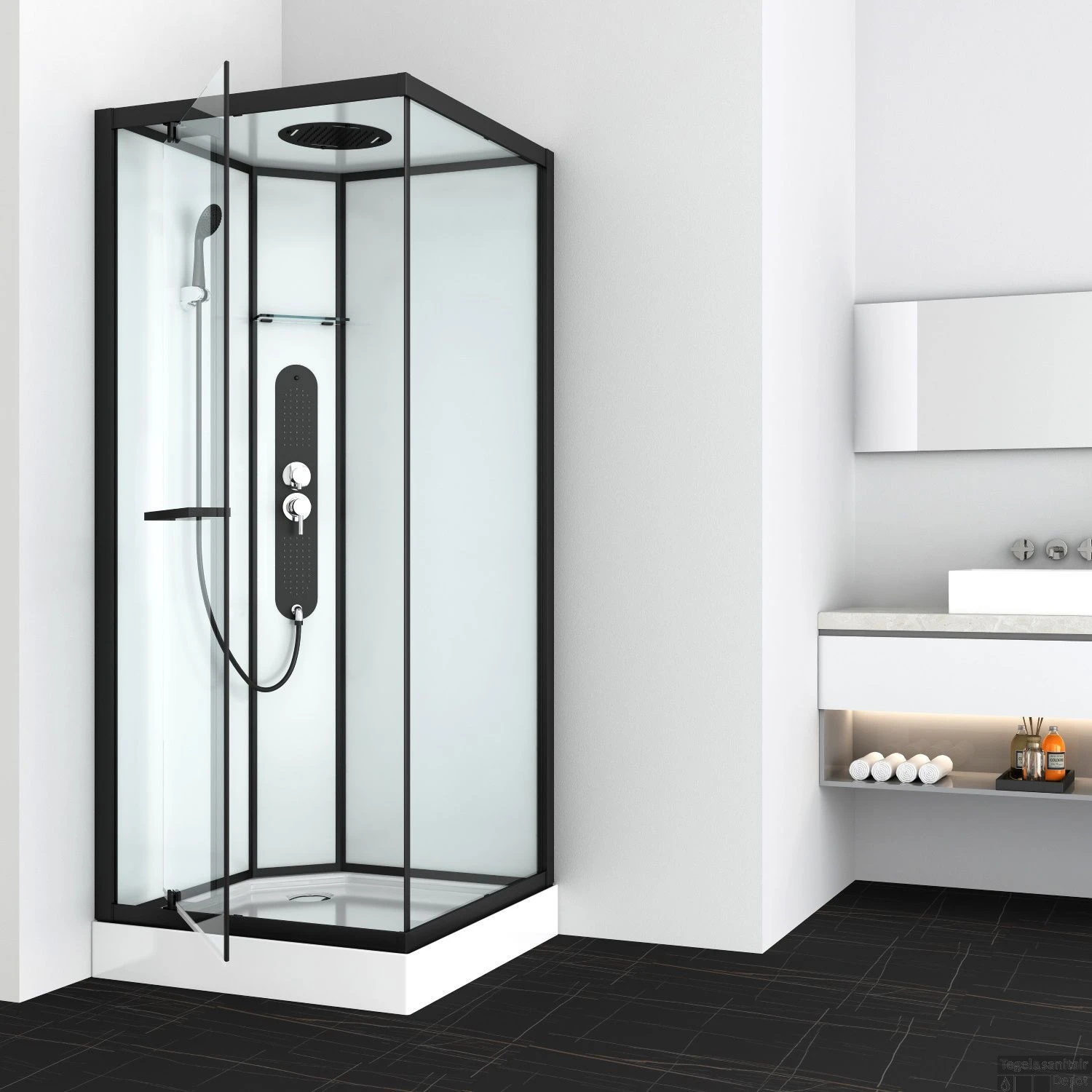 Douchecabine Allibert La Paz Vierkant Inclusief Douchekop En Handdouche Zwaaideur 90x90 Cm