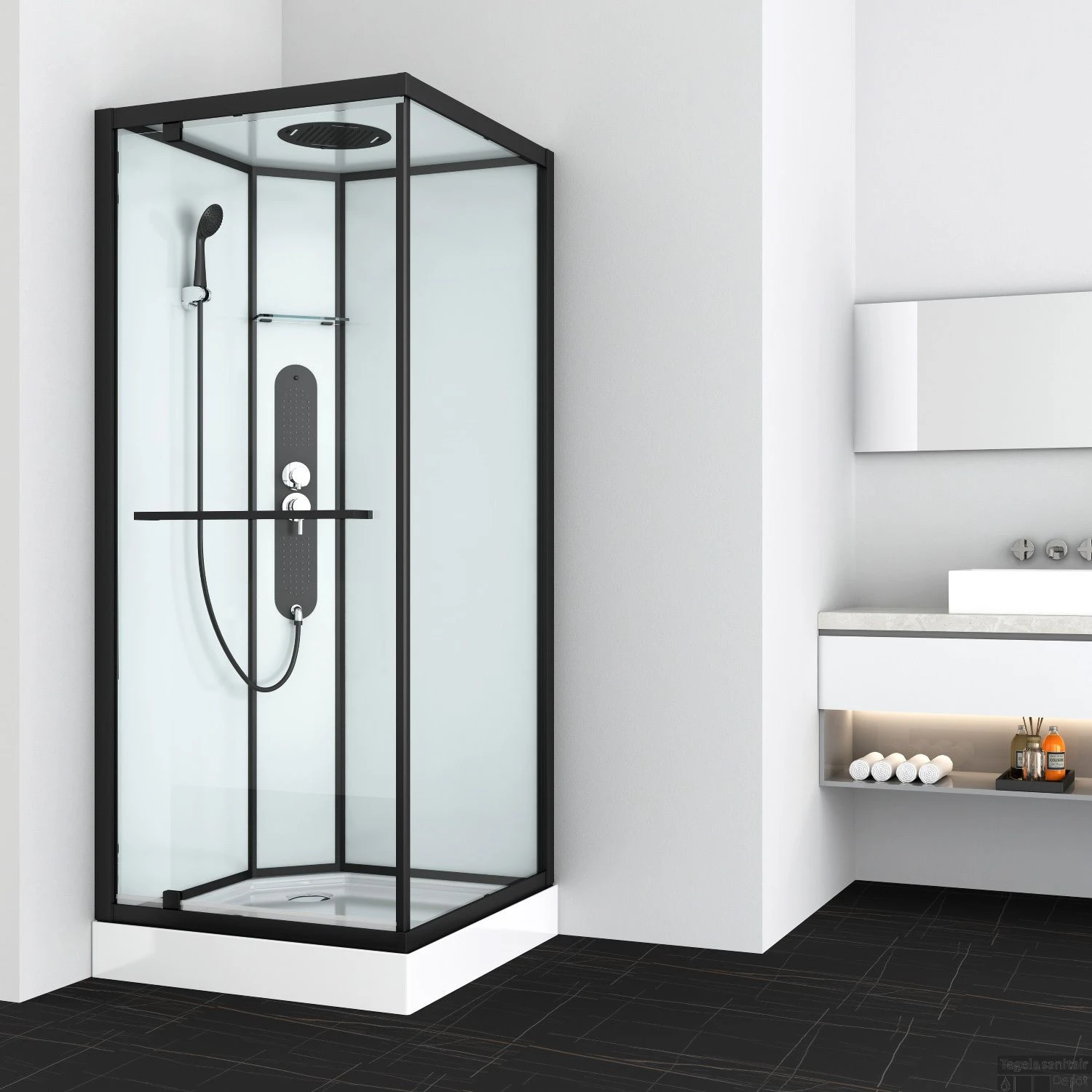 Douchecabine Allibert La Paz Vierkant Inclusief Douchekop En Handdouche Zwaaideur 90x90 Cm - Afbeelding 2