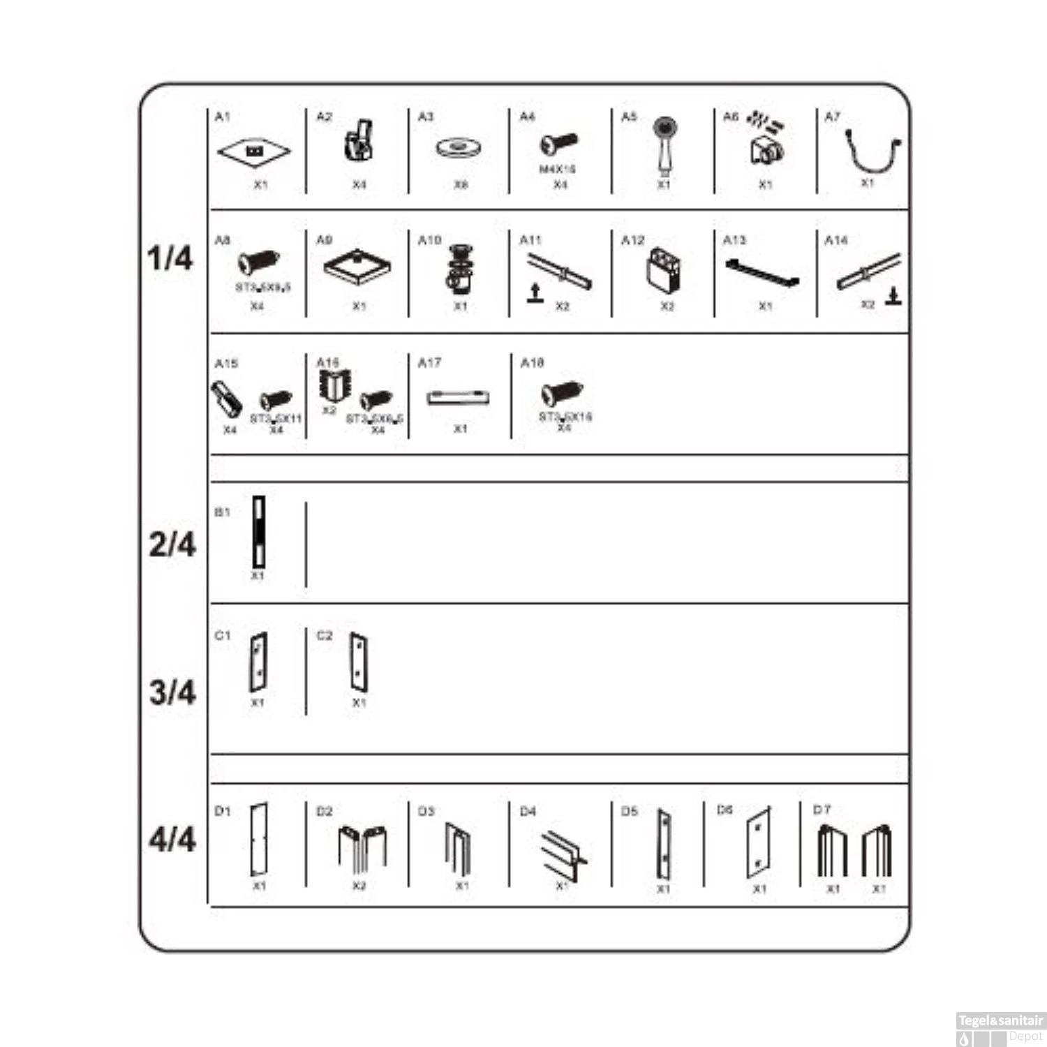 Douchecabine Allibert La Paz Vierkant Inclusief Douchekop En Handdouche Zwaaideur 90x90 Cm - Afbeelding 4