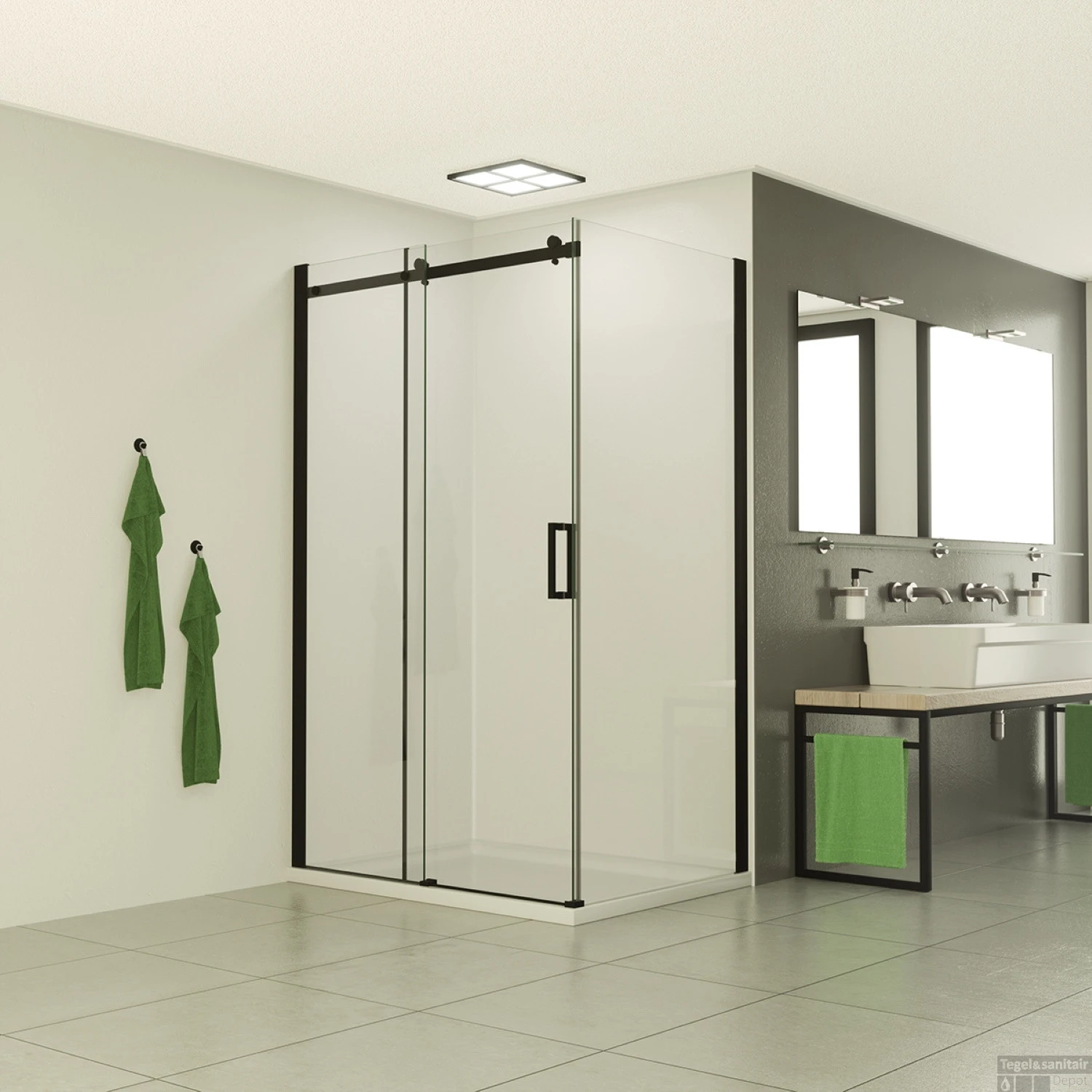 Douchecabine Boss & Wessing Supreme 120x80 Cm Nano Coating Mat Zwart Profiel - Afbeelding 3