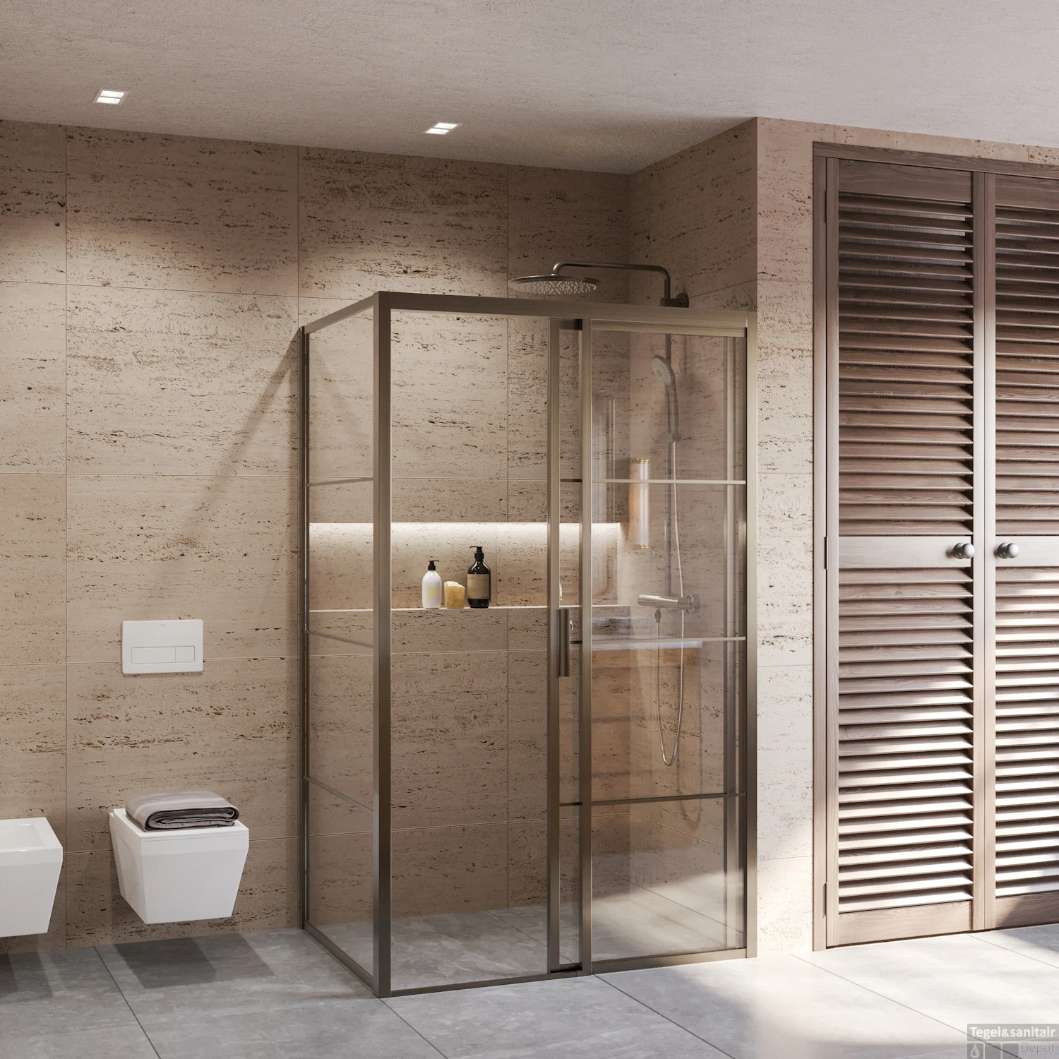 BWS Inloopdouche Frame Gunmetal 120x200 | Nano Anti-Kalk | Raster Inloopdouche 3 BWS Inloopdouche Frame Gunmetal 120x200 | Nano Anti-Kalk | Raster Inloopdouche - Afbeelding 3