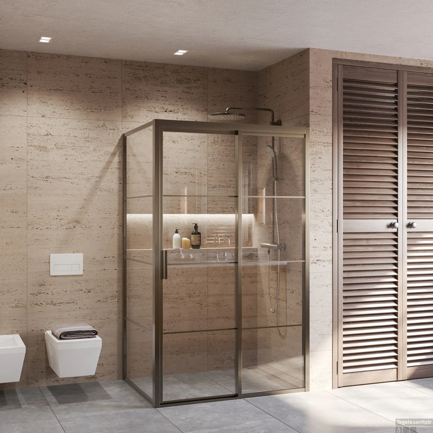 BWS Inloopdouche Frame Gunmetal 120x200 | Nano Anti-Kalk | Raster Inloopdouche 2 BWS Inloopdouche Frame Gunmetal 120x200 | Nano Anti-Kalk | Raster Inloopdouche - Afbeelding 2