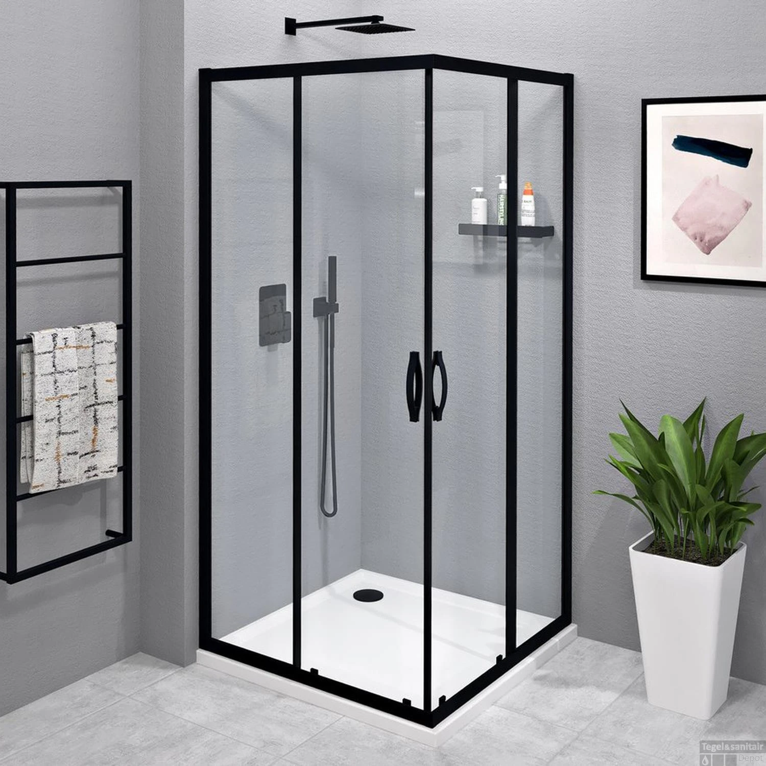 Douchecabine Gelco Sigma Simply Black Vierkant 80x80x190 Cm Mat Zwart