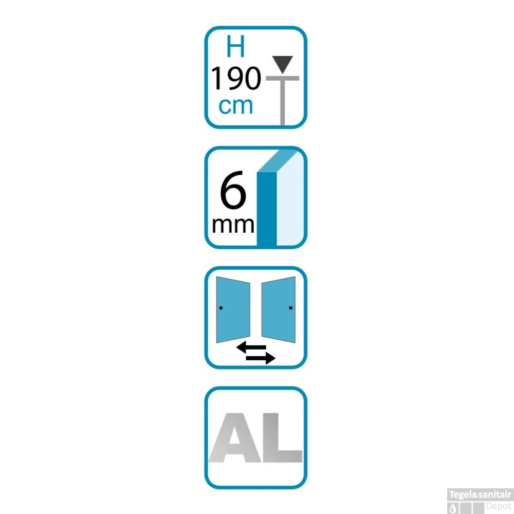Douchecabine Lacus Giglio Corner Fox 100 Cm Hoekinstap 6mm Chinchilla Glas Aluminium Profiel - Afbeelding 4