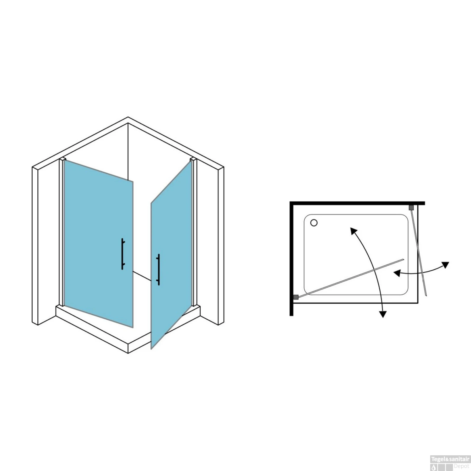 Douchecabine Lacus Giglio Corner Fox 100 Cm Hoekinstap 6mm Chinchilla Glas Aluminium Profiel - Afbeelding 3
