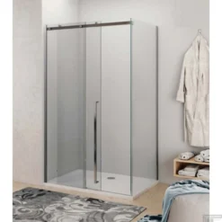 Douchecabine Lacus La Maddalena 130 Cm Schuifdeur Met Zijwand RVS Profiel