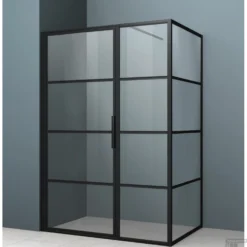 Douchecabine Driedelig Lacus Tremiti 60 6mm Helder Glas Mat Zwart Aluminium Profiel