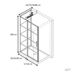 Douchecabine Driedelig Lacus Tremiti 60 6mm Helder Glas Mat Zwart Aluminium Profiel -Baden Luxe Verkoop douchecabine lacus tremiti mat zwart aluminium profiel 60 tech