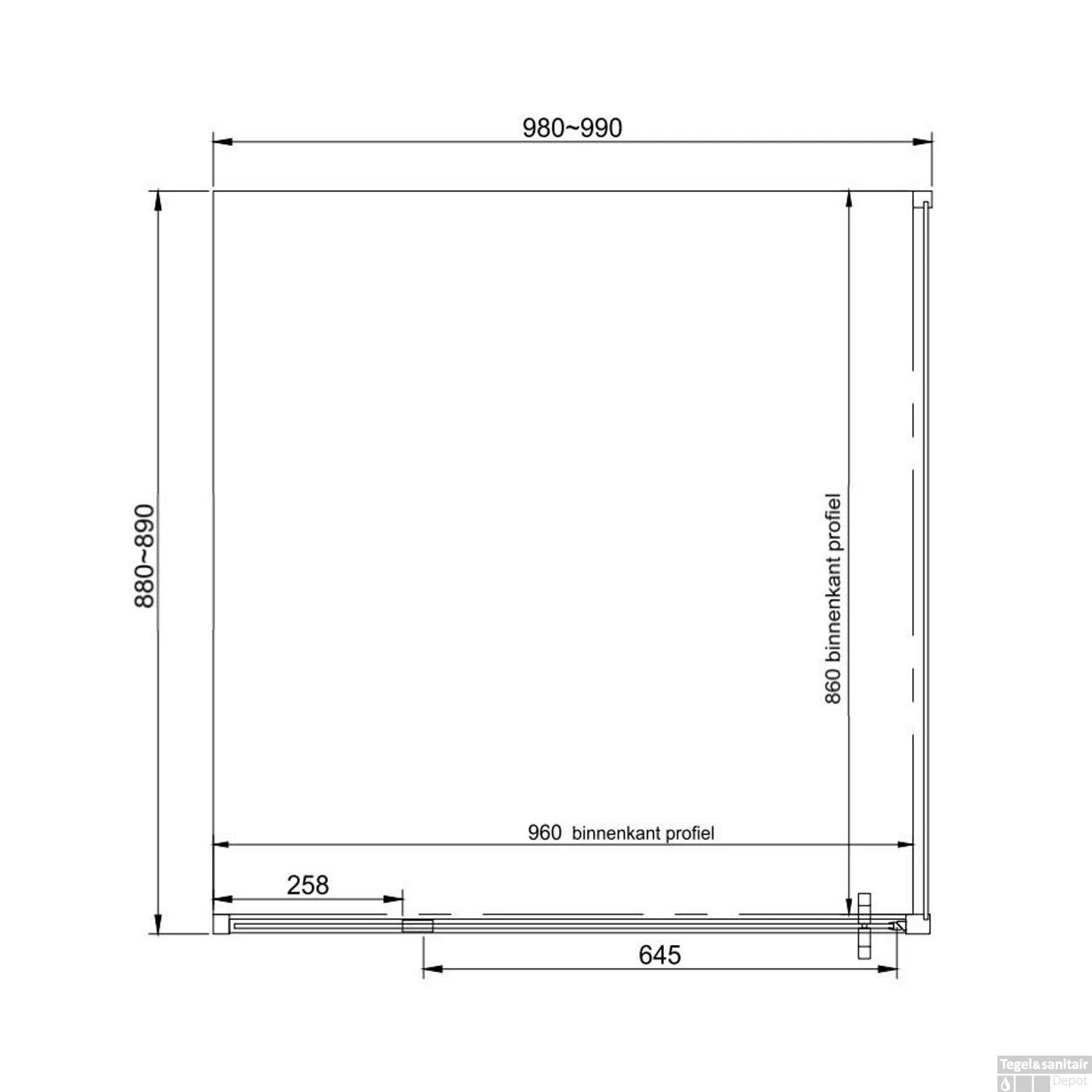 Douchecabine Van Rijn ST04 Hoekcabine 6 Mm Helder Glas Incl. Glasbehandeling Omkeerbaar 100x90x200 Cm Mat Zwart - Afbeelding 2