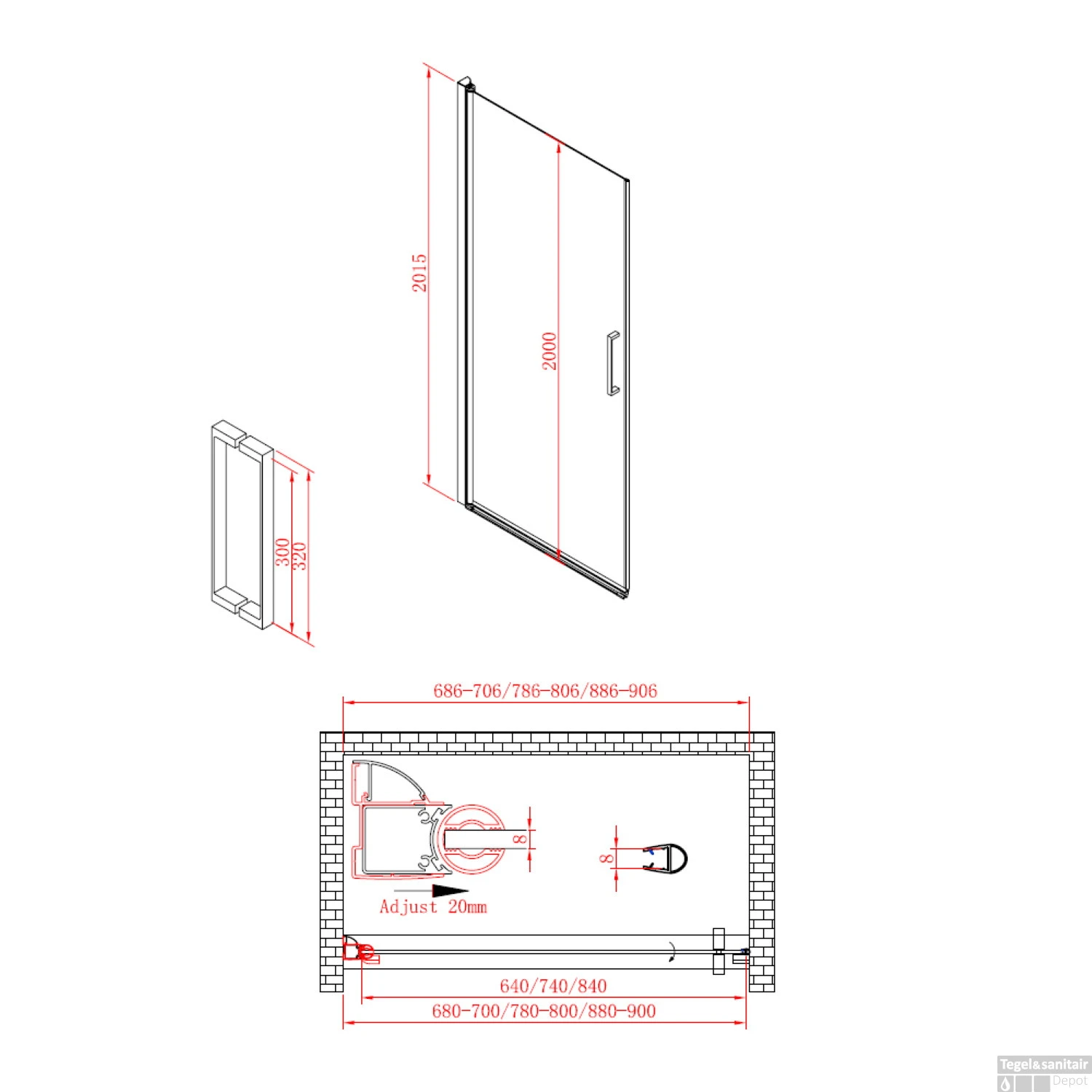 Douchedeur Boss & Wessing Ironside Draaideur 60x200 Cm Zwart 2 Douchedeur Boss & Wessing Ironside Draaideur 60x200 Cm Zwart - Afbeelding 2