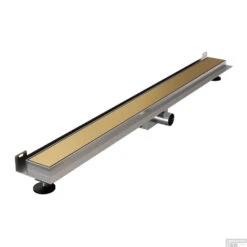 Douchegoot Brauer Goud Muur Montage Inclusief Vloerflens 100x7 Cm Zero Tegelinlegrooster Omkeerbaar