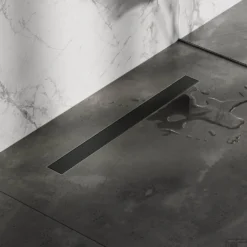 Douchegoot Brauer Mat Zwart Inclusief Vloerflens 80x7 Cm Zero Tegelinlegrooster Omkeerbaar -Baden Luxe Verkoop douchegoot brauer mat zwart inclusief vloerflens 80x7 cm zero tegelinlegrooster omkeerbaar sfeer1