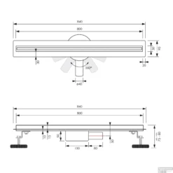Douchegoot Brauer RR 800 Flens 80 Cm Draaibare Sifon Geborsteld RVS -Baden Luxe Verkoop douchegoot brauer rr 800 flens 80 cm draaibare sifon geborsteld rvs tec