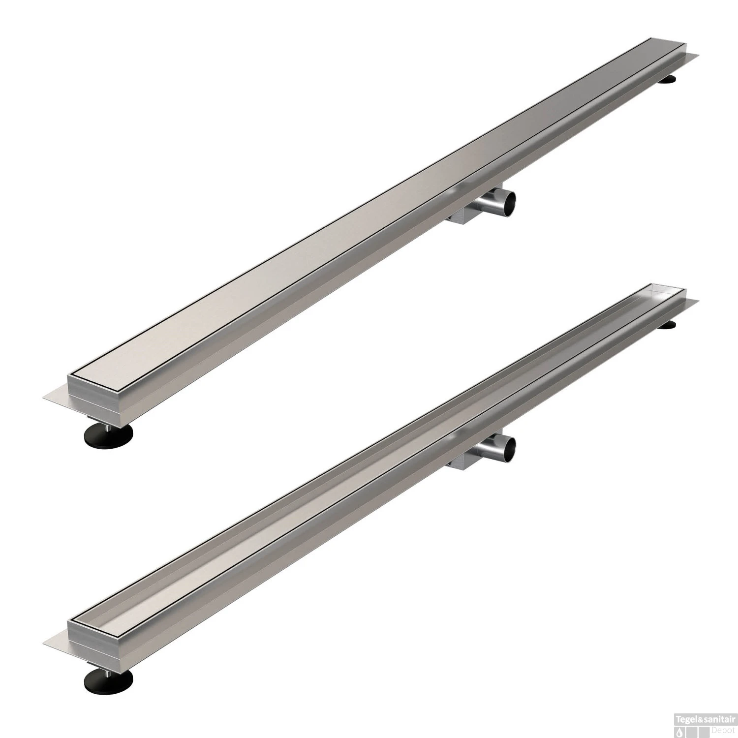 Douchegoot Brauer Zero RVS Inclusief Vloerflens 140x7 Cm Tegelinlegrooster Omkeerbaar