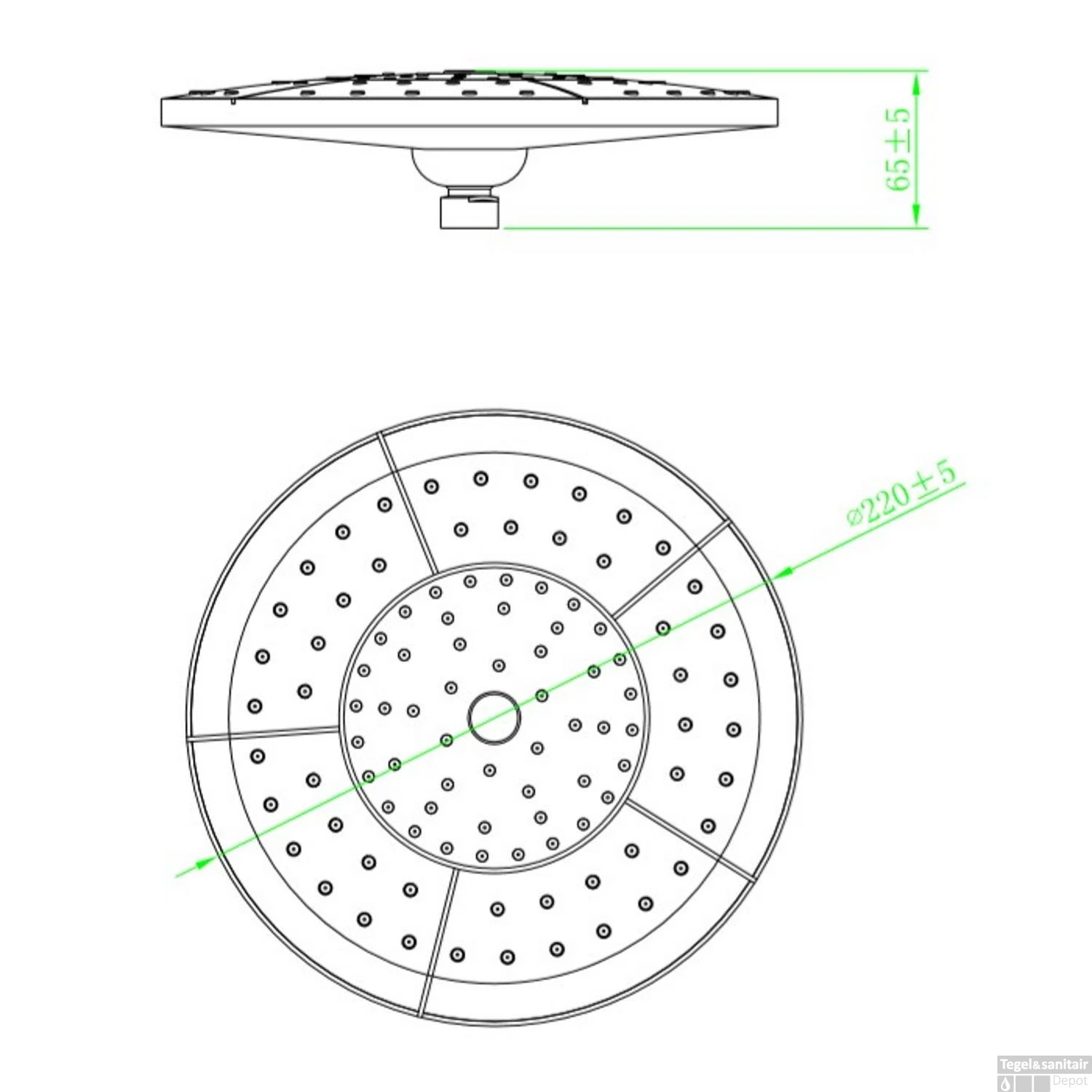Douchekop Schutte Auxerre 22cm Chroom 2 Douchekop Schutte Auxerre 22cm Chroom - Afbeelding 2