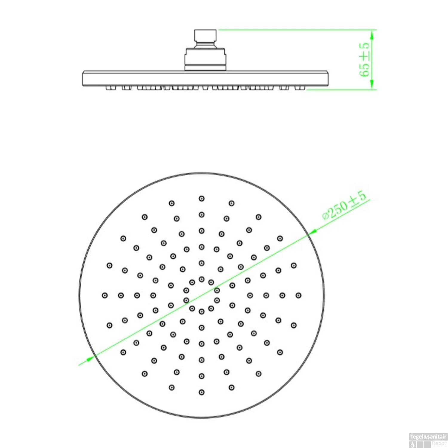 Douchekop Schutte Le Mans Rond 25cm Chroom 2 Douchekop Schutte Le Mans Rond 25cm Chroom - Afbeelding 2