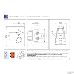 Douchekraan Best Design Verona Thermostatisch + Inbouwdeel 2-Weg 1/2" -Baden Luxe Verkoop douchekraan best design verona thermostatisch inbouwdeel 2 weg 12 inch 4004680 tech