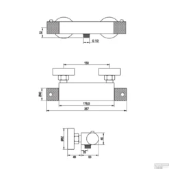 Douchekraan Brauer Gunmetal Carving Opbouw Thermostatisch Geborsteld Gunmetal -Baden Luxe Verkoop douchekraan brauer gunmetal carving opbouw thermostatisch geborsteld gunmetal tec