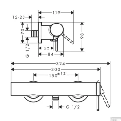 Douchekraan Opbouw Finoris HansGrohe Eengreeps Chroom -Baden Luxe Verkoop douchekraan opbouw finoris hansgrohe eengreeps tech