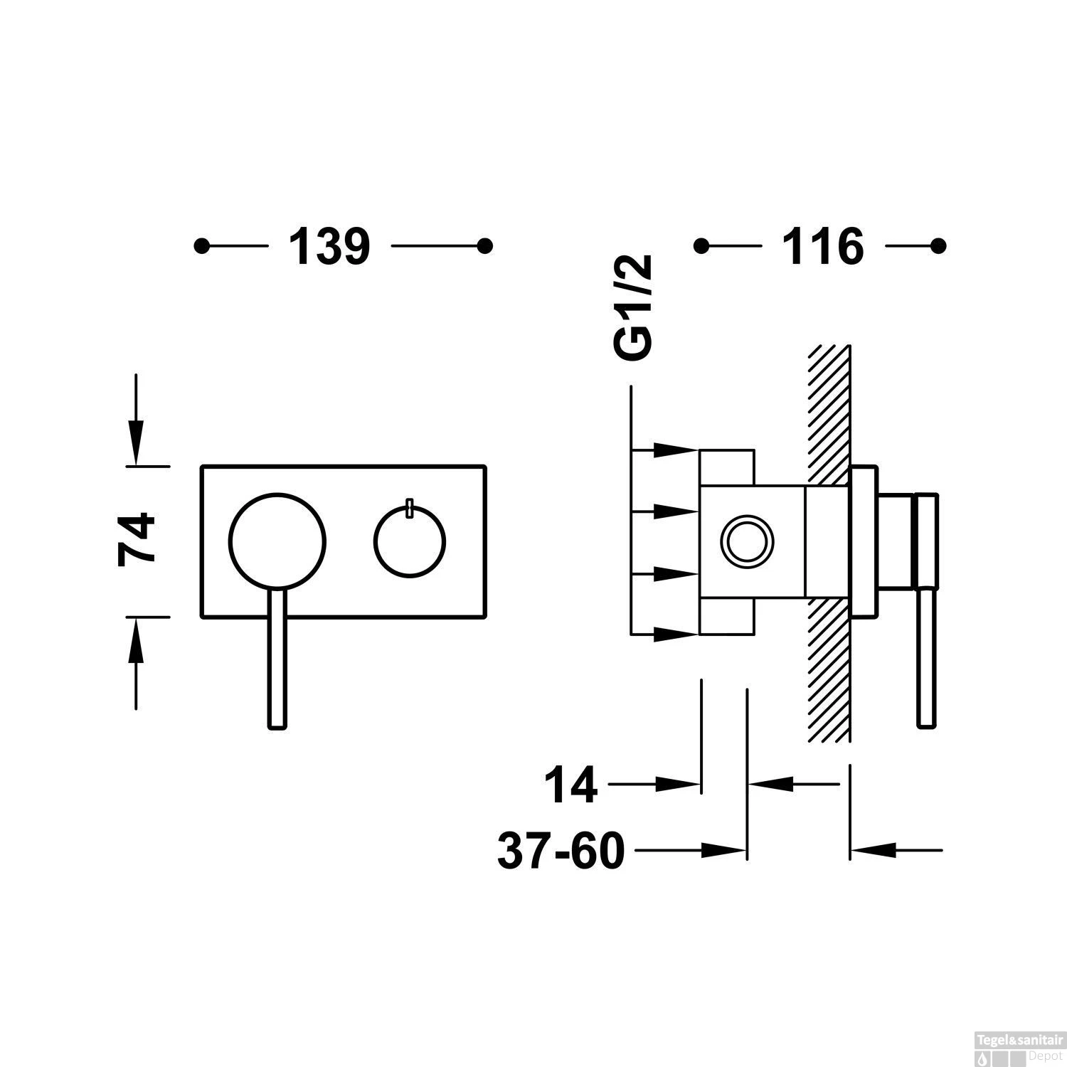 Douchekraan Tres 3V 3-Weg Mengkraan Mat Wit 2 Douchekraan Tres 3V 3-Weg Mengkraan Mat Wit - Afbeelding 2