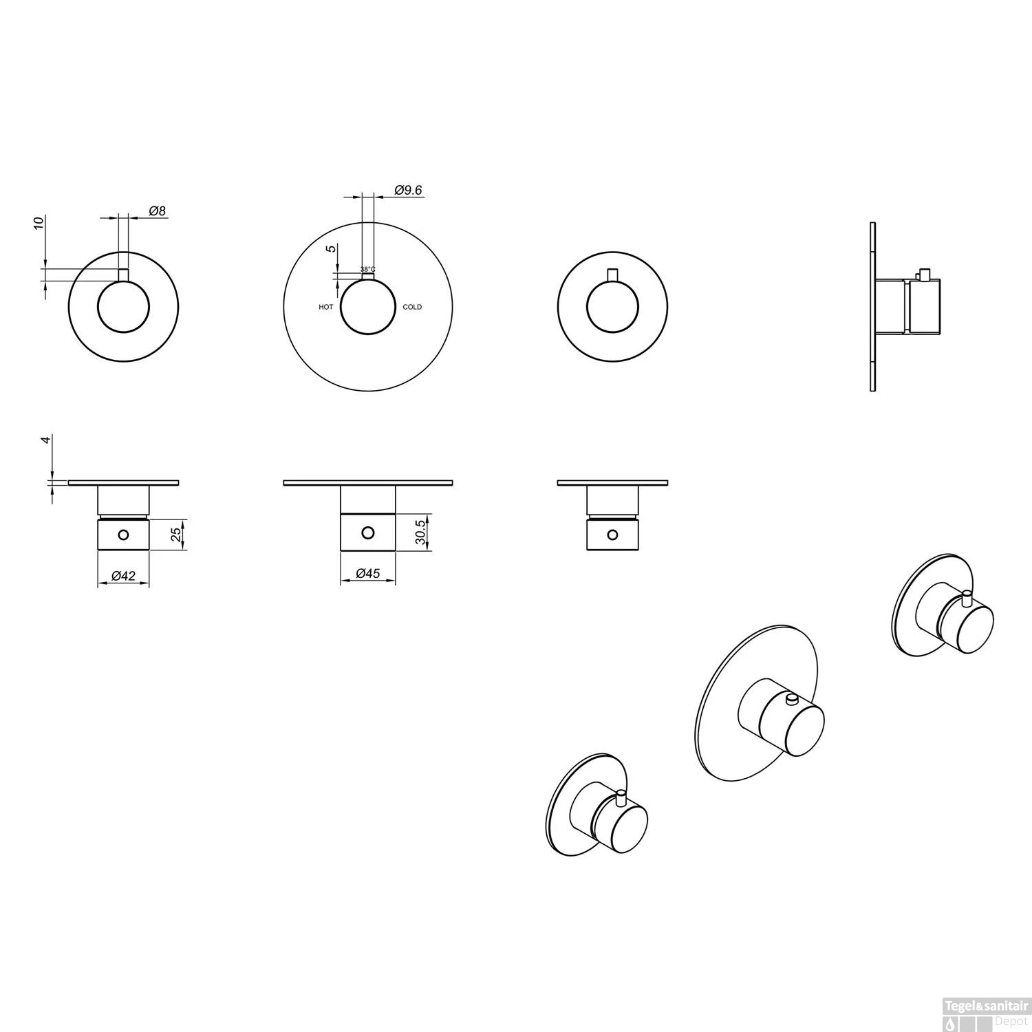 Douchekraan Wiesbaden Dreams Inbouw Met 2 Stopkranen Mat Zwart 3 Douchekraan Wiesbaden Dreams Inbouw Met 2 Stopkranen Mat Zwart - Afbeelding 3