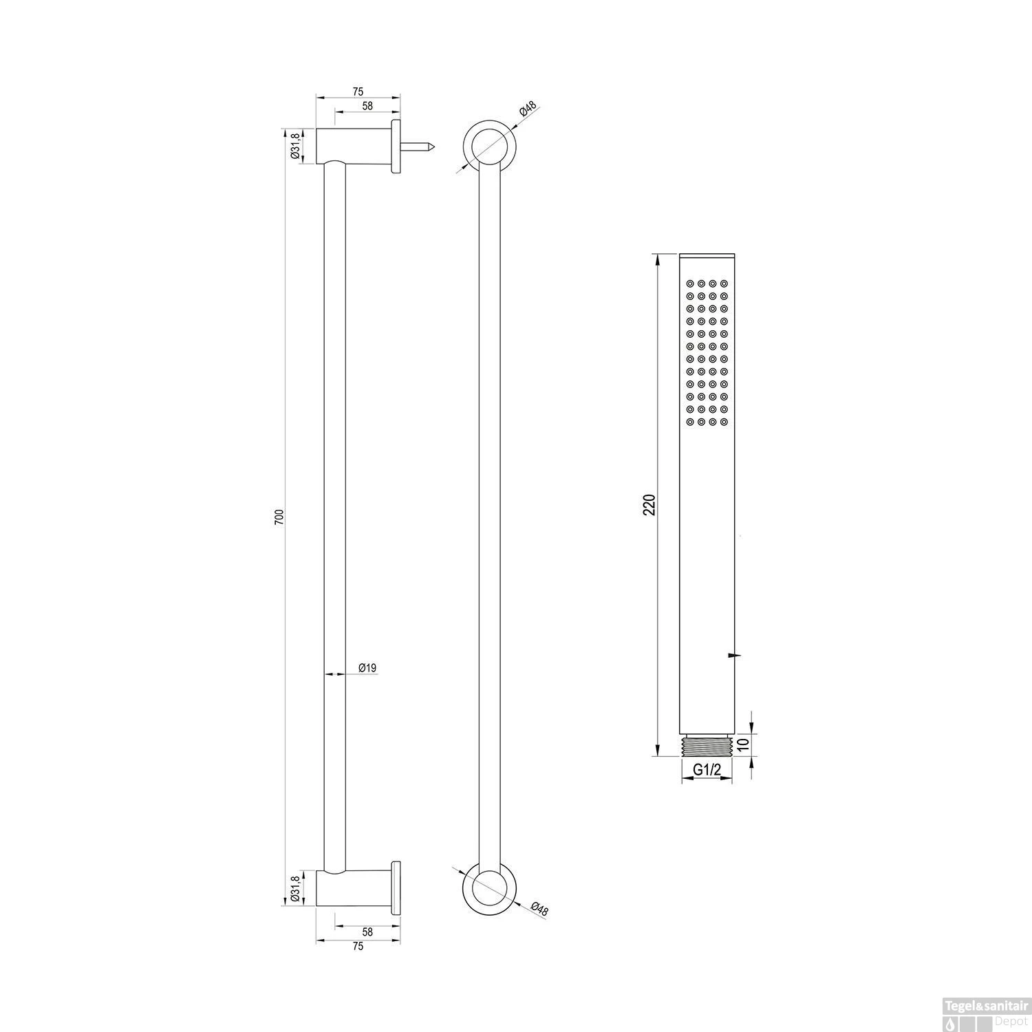 Douchekraanset Brauer Brushed Carving Opbouw Met Glijstang En Staafhanddouche Geborsteld RVS - Afbeelding 9