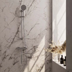 Douchekraanset Brauer Brushed Edition Opbouw Met Glijstang En Ronde Handdouche Geborsteld RVS