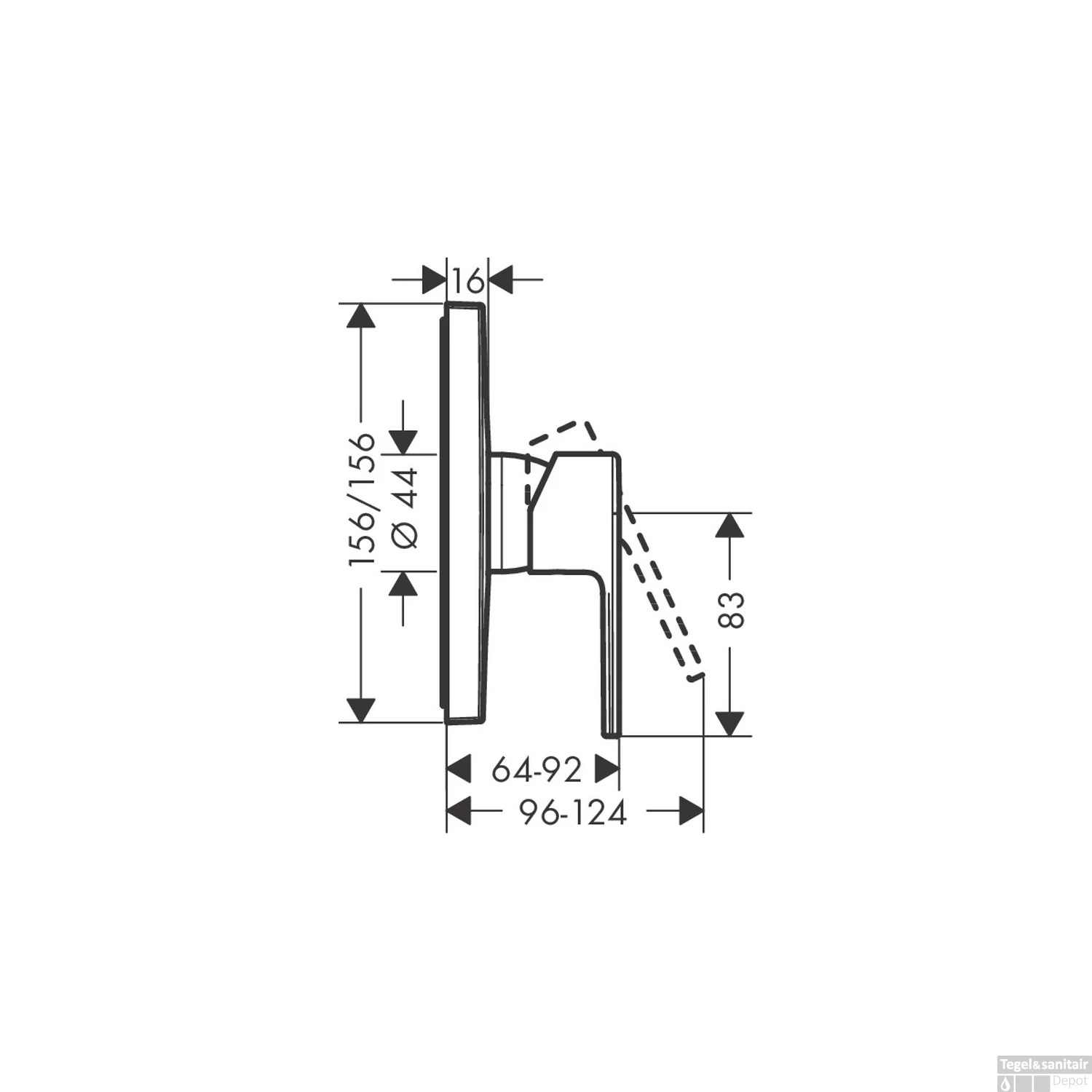 Douchemengkraan Inbouw HansGrohe Vernis Shape Eengreeps Mat Zwart 3 Douchemengkraan Inbouw HansGrohe Vernis Shape Eengreeps Mat Zwart - Afbeelding 3